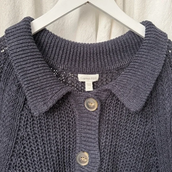 Garnet Hill Isle Linen/Cotton Relaxed Cardigan - Picture 4 of 9